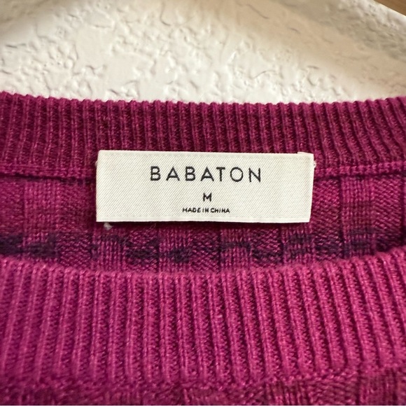 Babaton Nathaniel space dyed striped cropped sweater in raspberry Size M - Picture 4 of 6
